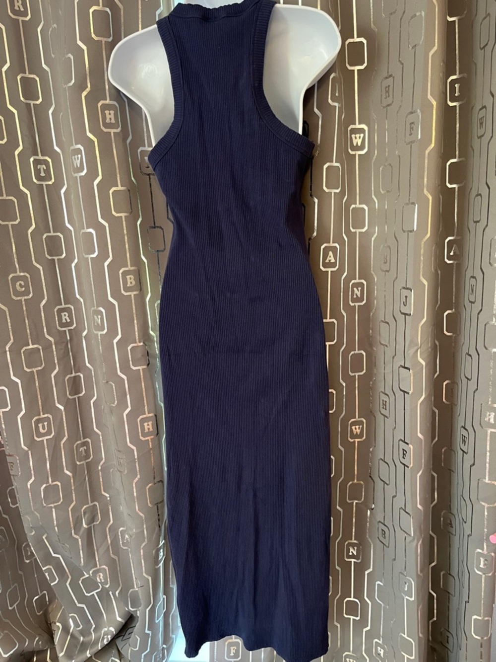 Ribbed Navy Sleeveless Midi Dress - Picture 4 of 5
